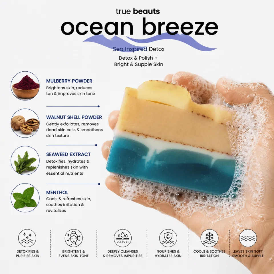 ocean breeze soap in use